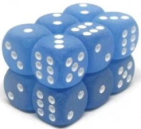12mm D6 Dice Block (36) - Frosted Blue w/ White (CHX27806)