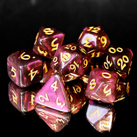 RPG Dice Set (7) - Elessia Moonstone Inkswell w/ Gold