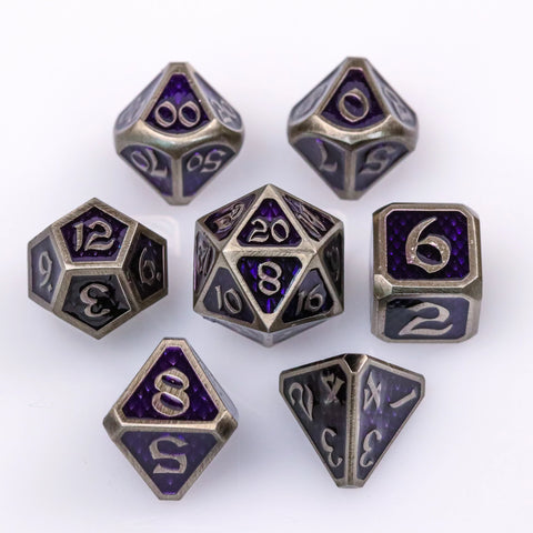 Metal RPG Dice Set (7) - Drakona Gemtooth - Edohain