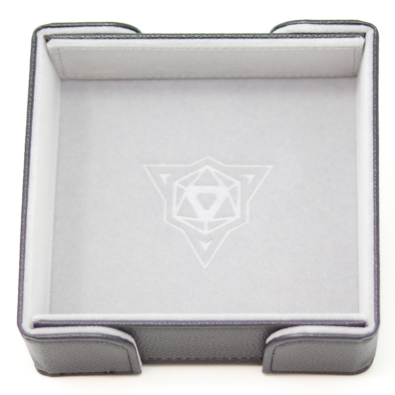 Folding Magnetic Dice Tray: Gray Square