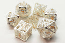 16mm Polyhedral Set (7-Piece): Hollow Dice - Silver w/ Yellow (OSDMTL-80)