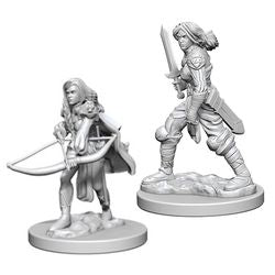 Picture of the Miniature: Human Fighter (Female) (2) - Wizkids Unpainted Deep Cuts