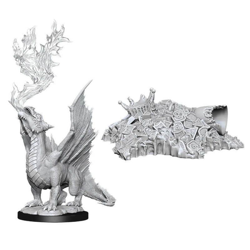 Picture of the Miniature: Dragon, Gold Dragon Wyrmling & Small Treasure Pile - Wizkids Unpainted Deep Cuts