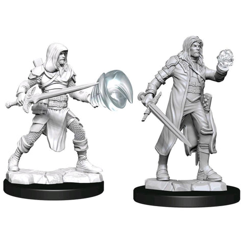 D&D Unpainted Minis: Human Multiclass Fighter and Wizard