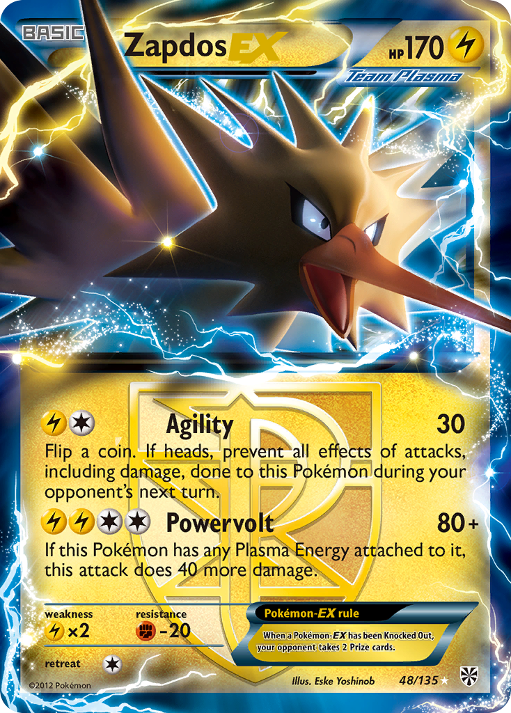 Zapdos EX (48/135) [Black & White: Plasma Storm]