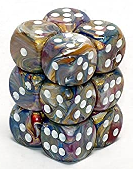 16mm D6 Dice Block (12) - Carousel/White
