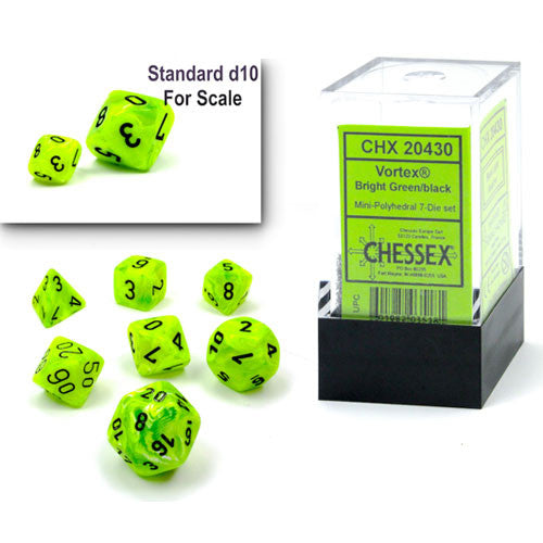 Mini RPG Dice Set (7) - Vortex Bright Green/ Black