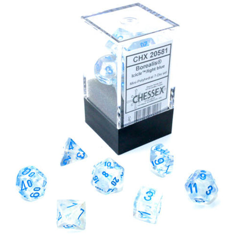 Mini RPG Dice Set (7) - Borealis Icicle/Light Blue