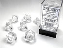 RPG Dice Set (7) - Translucent Clear/White