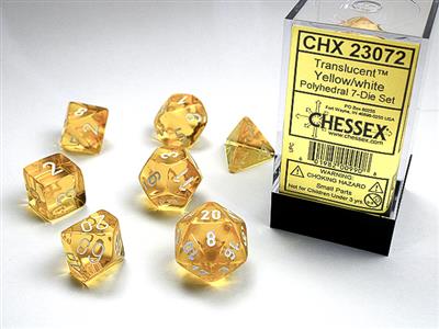 RPG Dice Set (7) - Translucent Yellow/White