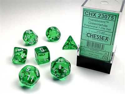 RPG Dice Set (7) - Translucent Green/White (CHX23075)