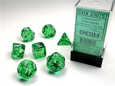 RPG Dice Set (7) - Translucent Green/White