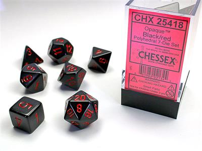RPG Dice Set (7) - Opaque Black w/Red (CHX25418)
