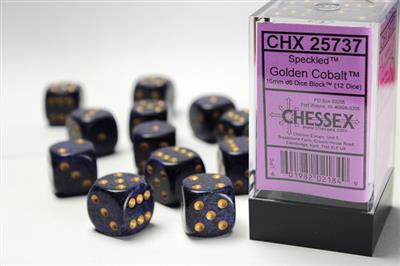 16mm D6 Dice Block (12) - Speckled Golden Cobalt (CHX25737)