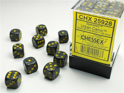 12mm D6 Dice Block (36) - Speckled Urban Camo (CHX25928)