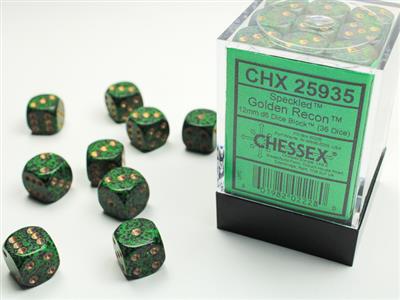12mm D6 Dice Block (36) - Speckled Golden Recon