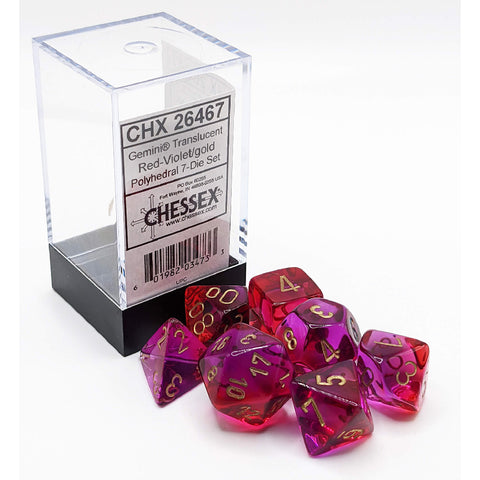 RPG Dice Set (7) - Gemini Translucent Red-Violet/Gold