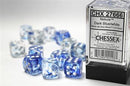 16mm D6 Dice Block (12) - Nebula Dark Blue/White