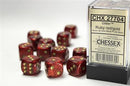 16mm D6 Dice Block (12) - Glitter Ruby/Gold