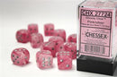 16mm D6 Dice Block (12) - Gemini Ghostly Glow Pink/Silver