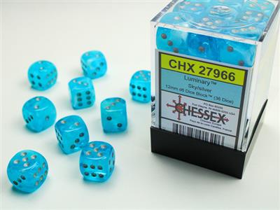 12mm D6 Dice Block (36) - Luminary Sky/Silver