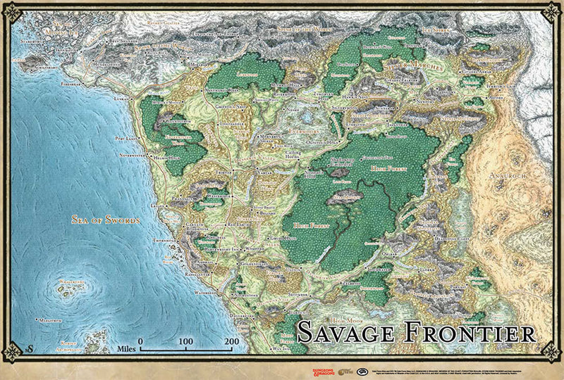 Dungeons and Dragons RPG: Forgotten Realms - Savage Frontier Map