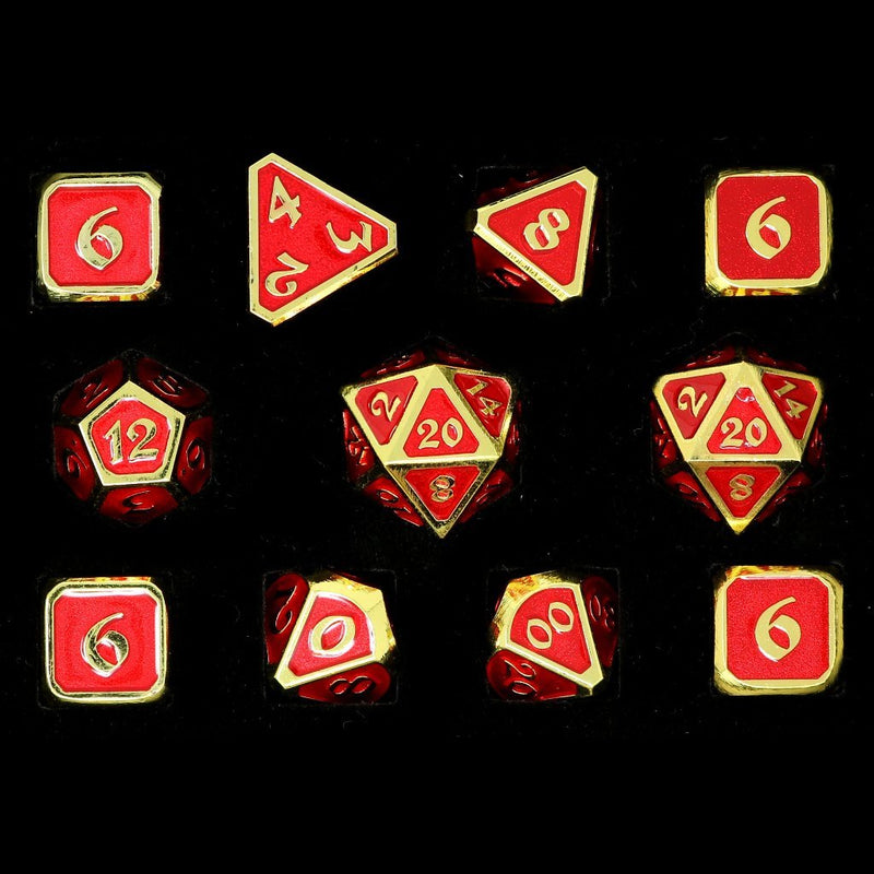 Metal RPG Dice Set (11) - Mythica Gold Ruby