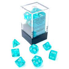 Mini RPG Dice Set (7) - Translucent Teal/White
