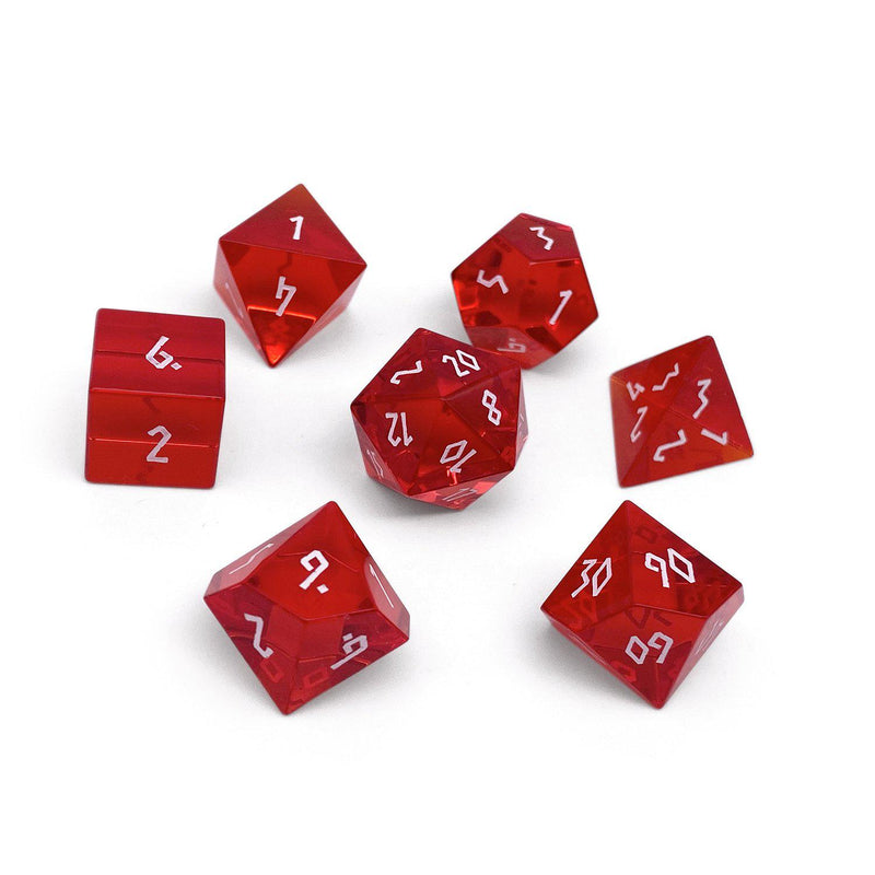Gemstone Dice 7 Piece Set - Zircon Ruby