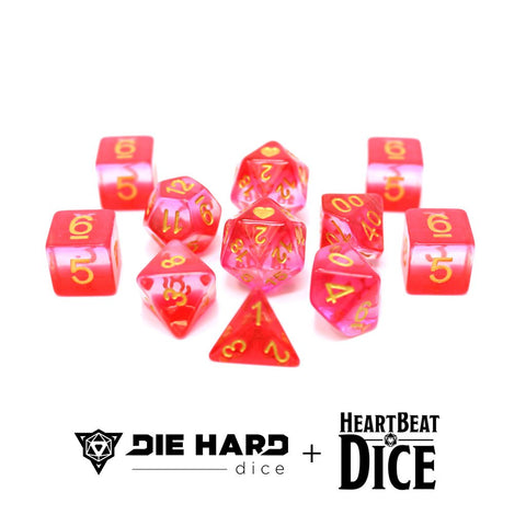 RPG Dice Set (11) - Translucent Lesbian Pride
