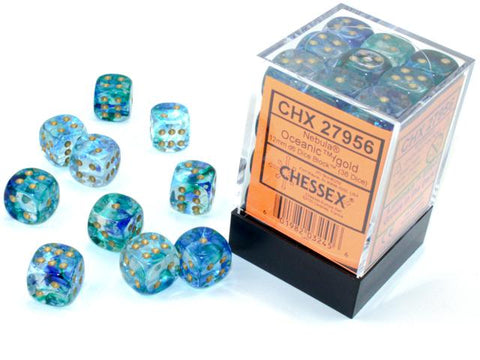 12mm D6 Dice Block (36) - Nebula Oceanic/Gold