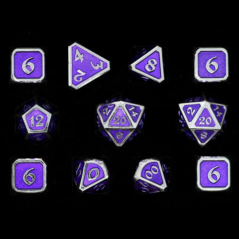 Metal RPG Dice Set (11) - Mythica Platinum Amethyst