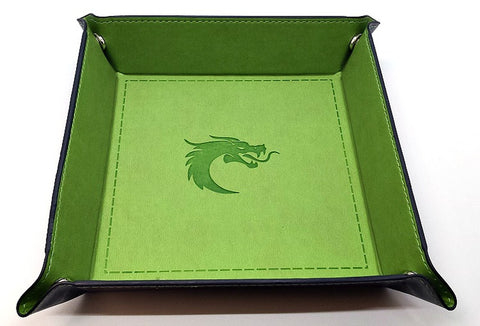 Square Dice Rolling Tray - Green w/ Blue Back