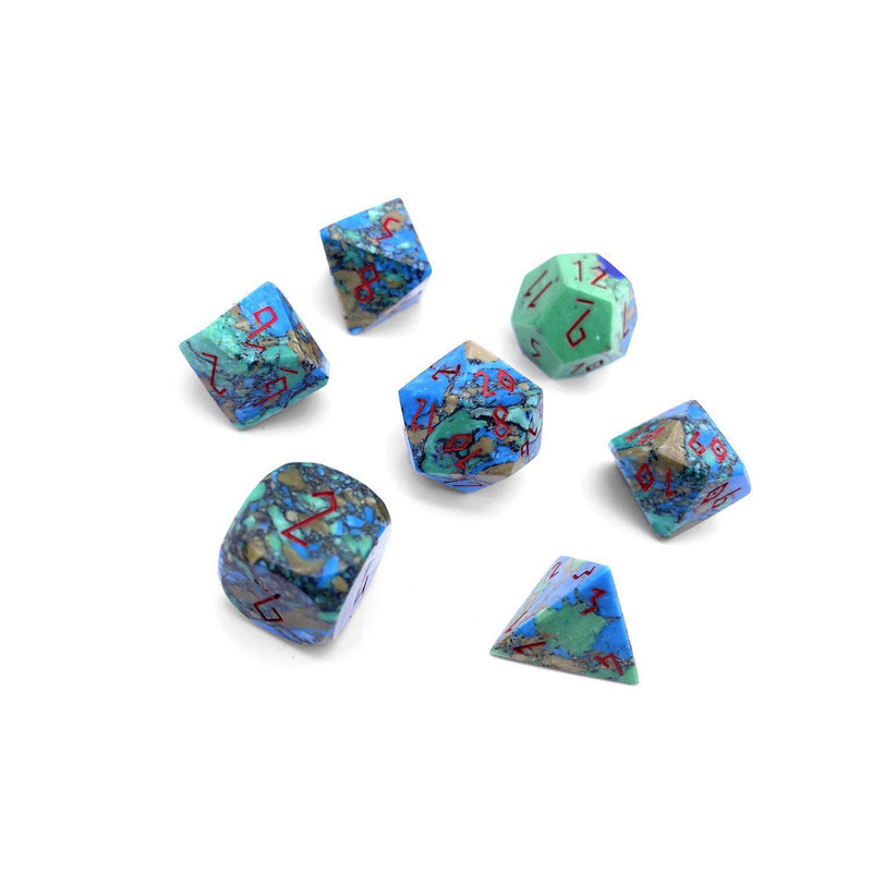 Gemstone Dice 7 Piece Set WS - Tri-Color Turquoise