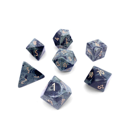 Gemstone Dice 7 Piece Set WS - Crocodile Jasper