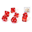 Sirius Dice 7 Dice RPG Set - Red w/ White Resin