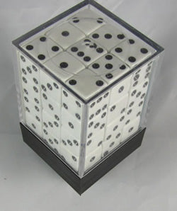 12mm D6 Dice Block (36) - White/Black