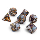 Gemstone Dice 7 Piece Set - Amazonite Orange Imperial Jasper with Copper