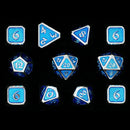 Metal RPG Dice Set (11) - Mythica Platinum Aquamarine