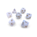 Gemstone Dice 7 Piece Set WS - Opalite Gold Norse Font