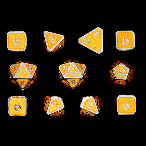 Metal RPG Dice Set (11) - Mythica Platinum Citrine