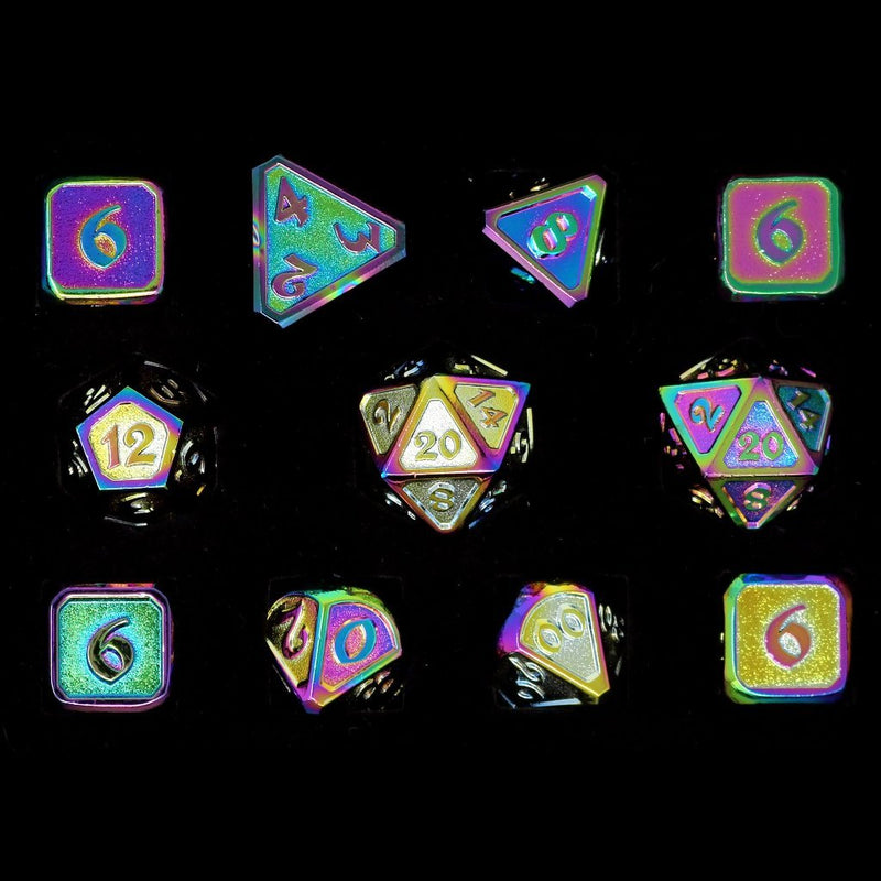 Metal RPG Dice Set (11) - Mythica Scorched Rainbow