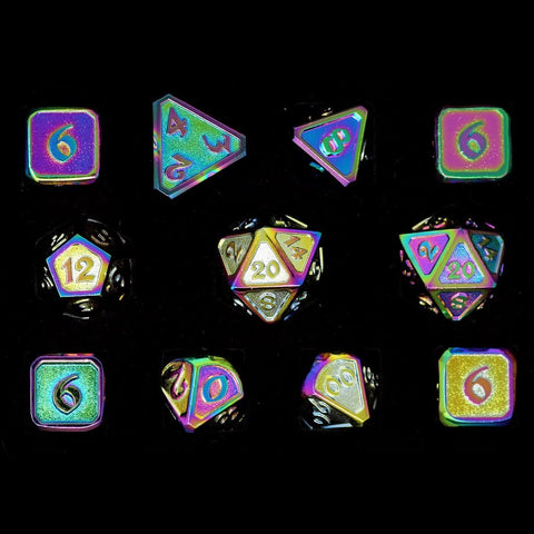 Metal RPG Dice Set (11) - Mythica Scorched Rainbow