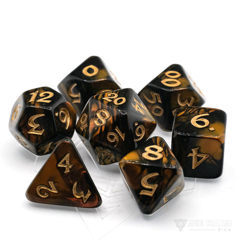 RPG Dice Set (7) - Elessia Changeling w/ Gold