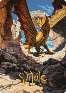 Ancient Brass Dragon Art Card (02) (Gold-Stamped Signature) [Commander Legends: Battle for Baldur's Gate Art Series]