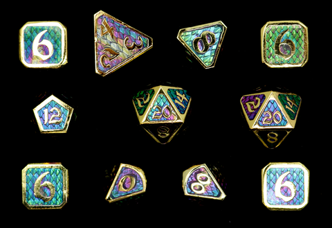 Metal RPG Dice Set (11) - Drakona Khaos Hemera