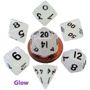 7 Count Mini Dice Polyhedral Set: Glow Clear