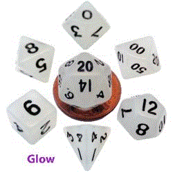 7 Count Mini Dice Polyhedral Set: Glow Clear