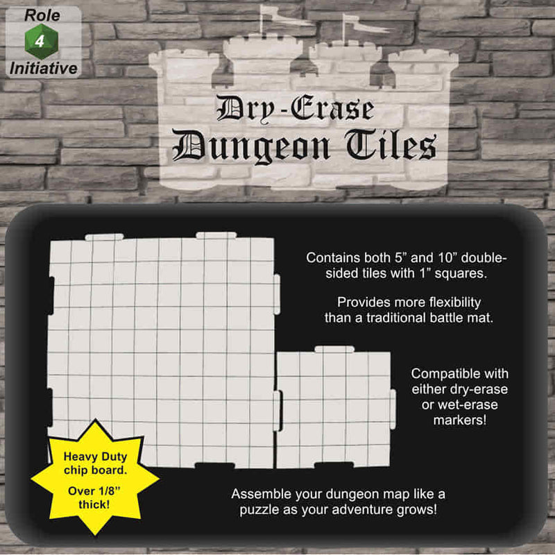 Dungeon Tiles: Dry-Erase White: Combo Pack of Square Tiles