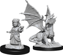 D&D Unpainted Minis: Dragon, Silver Dragon Wyrmling and Halfling Dragon Friend